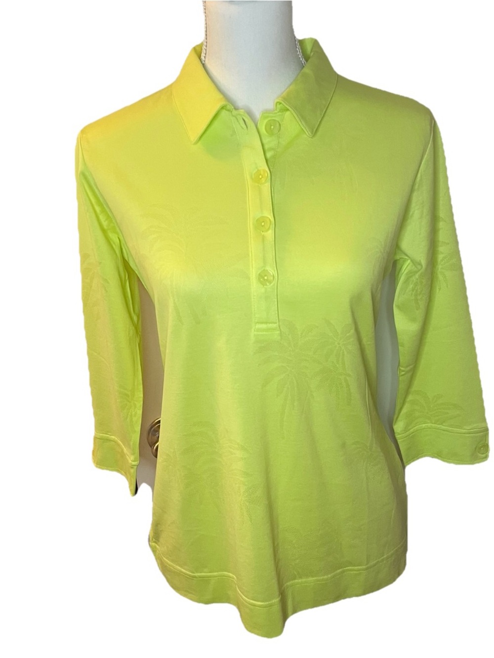 Sport Haley NWT Women’s Size Small Golf Polo Bright Yellow Green Palm Trees